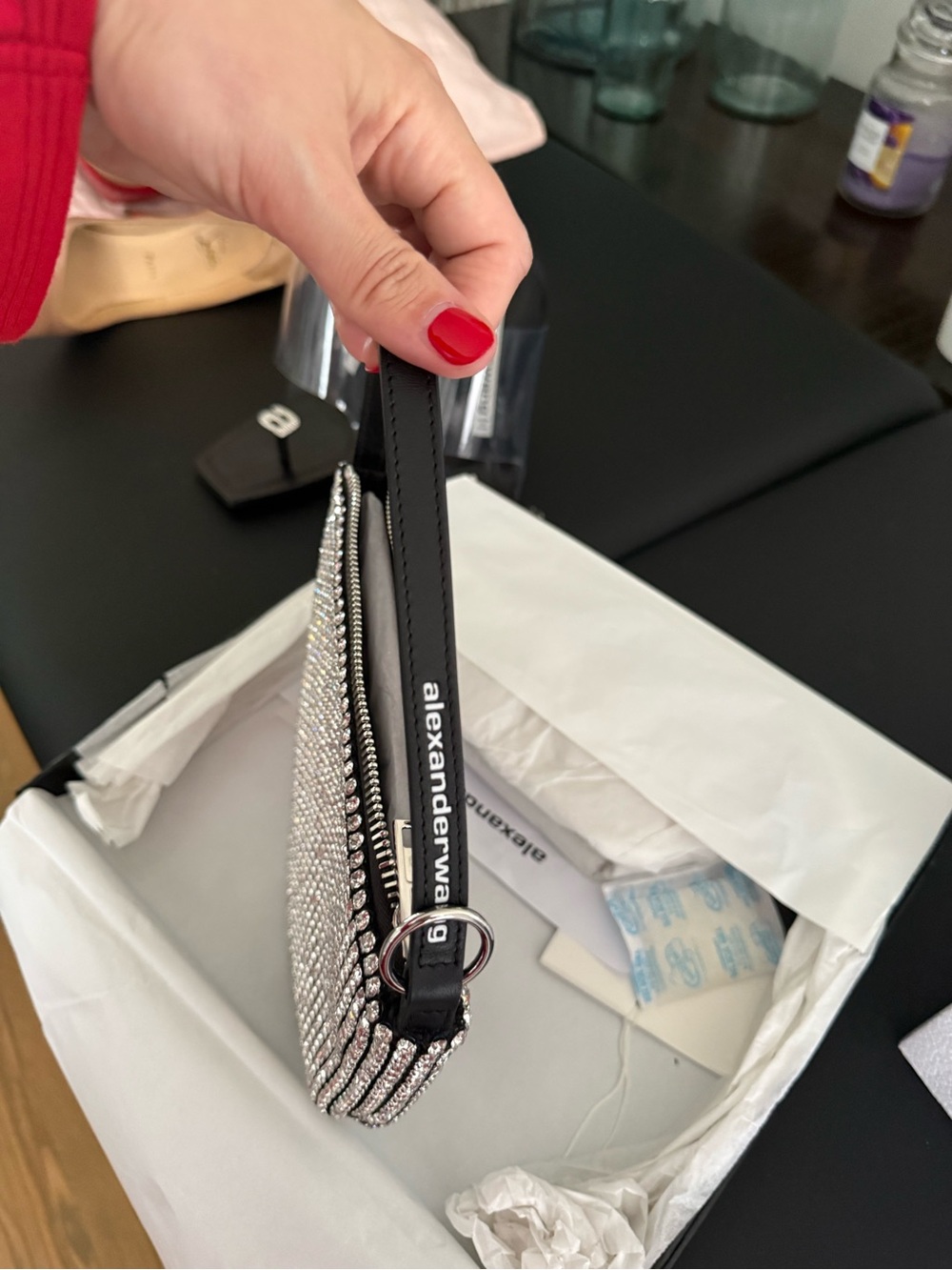Alexander Wang Silver Crystal Mini Bag with Black Strap - Picture 1 of 2